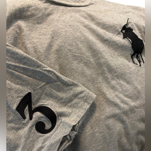 Polo by Ralph Lauren Men's Gray Tee with Black Logo - Picture 3 of 4